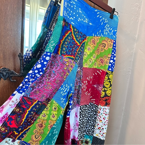 NWT Patchwork Palazzo Vibrant Multicolor Pants - Picture 5 of 13